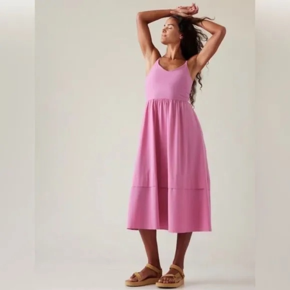Athleta Elation Pink Sleeveless Midi Sundress